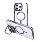 For iPhone 14 Pro MagSafe Magnetic Invisible Holder Transparent Phone Case(Blue) - 1