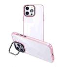 For iPhone 15 Pro Max Invisible Camera Holder Transparent Phone Case(Pink) - 1