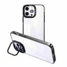 For iPhone 15 Pro Invisible Camera Holder Transparent Phone Case(Black) - 1