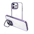 For iPhone 15 Pro Invisible Camera Holder Transparent Phone Case(Purple) - 1