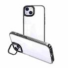 For iPhone 15 Invisible Camera Holder Transparent Phone Case(Black) - 1