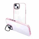 For iPhone 14 Plus Invisible Camera Holder Transparent Phone Case(Pink) - 1