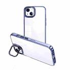 For iPhone 14 Plus Invisible Camera Holder Transparent Phone Case(Blue) - 1