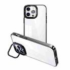 For iPhone 14 Pro Invisible Camera Holder Transparent Phone Case(Black) - 1