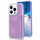 For iPhone 15 Pro BF28 Frosted Card Bag Phone Case with Holder(Purple) - 1