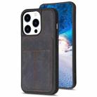 For iPhone 15 Pro BF28 Frosted Card Bag Phone Case with Holder(Black) - 1