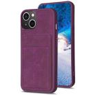 For iPhone 15 BF28 Frosted Card Bag Phone Case with Holder(Dark Purple) - 1