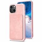 For iPhone 14 Plus BF28 Frosted Card Bag Phone Case with Holder(Pink) - 1