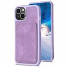 For iPhone 14 / 13 BF28 Frosted Card Bag Phone Case with Holder(Purple) - 1