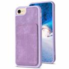 For iPhone SE 2022 / 2020 / 8 / 7 / 6 BF28 Frosted Card Bag Phone Case with Holder(Purple) - 1