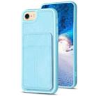 For iPhone SE 2022 / 2020 / 8 / 7 / 6 BF28 Frosted Card Bag Phone Case with Holder(Blue) - 1