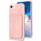 For iPhone SE 2022 / 2020 / 8 / 7 / 6 BF28 Frosted Card Bag Phone Case with Holder(Pink) - 1