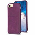 For iPhone SE 2022 / 2020 / 8 / 7 / 6 BF28 Frosted Card Bag Phone Case with Holder(Dark Purple) - 1