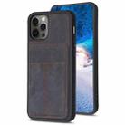 For iPhone 12 / 12 Pro BF28 Frosted Card Bag Phone Case with Holder(Black) - 1
