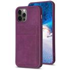 For iPhone 12 / 12 Pro BF28 Frosted Card Bag Phone Case with Holder(Dark Purple) - 1