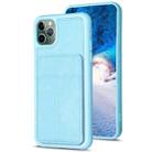 For iPhone 11 Pro Max BF28 Frosted Card Bag Phone Case with Holder(Blue) - 1