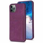 For iPhone 11 Pro Max BF28 Frosted Card Bag Phone Case with Holder(Dark Purple) - 1