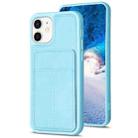 For iPhone 11 BF28 Frosted Card Bag Phone Case with Holder(Blue) - 1
