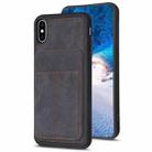 For iPhone X / XS BF28 Frosted Card Bag Phone Case with Holder(Black) - 1