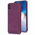 For iPhone X / XS BF28 Frosted Card Bag Phone Case with Holder(Dark Purple) - 1