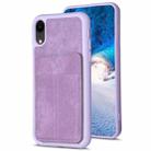 For iPhone XR BF28 Frosted Card Bag Phone Case with Holder(Purple) - 1