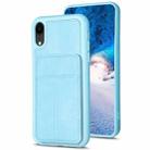 For iPhone XR BF28 Frosted Card Bag Phone Case with Holder(Blue) - 1