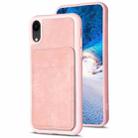 For iPhone XR BF28 Frosted Card Bag Phone Case with Holder(Pink) - 1