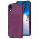 For iPhone XR BF28 Frosted Card Bag Phone Case with Holder(Dark Purple) - 1