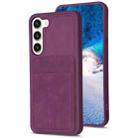 For Samsung Galaxy S23+ 5G BF28 Frosted Card Bag Phone Case with Holder(Dark Purple) - 1