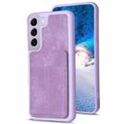 For Samsung Galaxy S22+ 5G BF28 Frosted Card Bag Phone Case with Holder(Purple) - 1