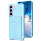 For Samsung Galaxy S22+ 5G BF28 Frosted Card Bag Phone Case with Holder(Blue) - 1