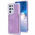 For Samsung Galaxy S21 Ultra 5G BF28 Frosted Card Bag Phone Case with Holder(Purple) - 1