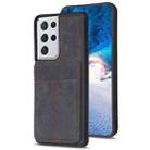 For Samsung Galaxy S21 Ultra 5G BF28 Frosted Card Bag Phone Case with Holder(Black) - 1