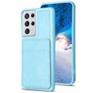 For Samsung Galaxy S21 Ultra 5G BF28 Frosted Card Bag Phone Case with Holder(Blue) - 1