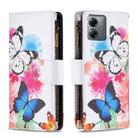 For Motorola Moto G14 4G Colored Drawing Pattern Zipper Leather Phone Case(Two Butterflies) - 1