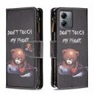 For Motorola Moto G14 4G Colored Drawing Pattern Zipper Leather Phone Case(Bear) - 1