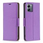 For Motorola Moto G14 4G Litchi Texture Pure Color Flip Leather Phone Case(Purple) - 1