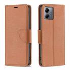 For Motorola Moto G14 4G Litchi Texture Pure Color Flip Leather Phone Case(Brown) - 1