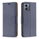 For Motorola Moto G14 4G Litchi Texture Pure Color Flip Leather Phone Case(Blue) - 1