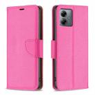 For Motorola Moto G14 4G Litchi Texture Pure Color Flip Leather Phone Case(Rose Red) - 1