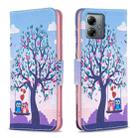 For Motorola Moto G14 4G Colored Drawing Pattern Leather Phone Case(Owl) - 1