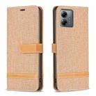 For Motorola Moto G14 4G Color Block Denim Texture Leather Phone Case(Brown) - 1