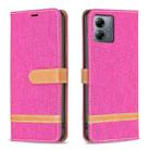 For Motorola Moto G14 4G Color Block Denim Texture Leather Phone Case(Rose Red) - 1