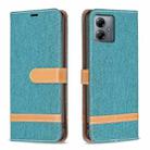 For Motorola Moto G14 4G Color Block Denim Texture Leather Phone Case(Green) - 1