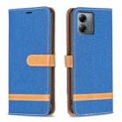 For Motorola Moto G14 4G Color Block Denim Texture Leather Phone Case(Royal Blue) - 1