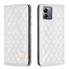 For Motorola Moto G14 4G Diamond Lattice Magnetic Leather Flip Phone Case(White) - 1