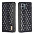 For Motorola Moto G14 4G Diamond Lattice Magnetic Leather Flip Phone Case(Black) - 1