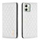 For Motorola Moto G54 5G EU Edition Diamond Lattice Magnetic Leather Flip Phone Case(White) - 1