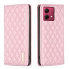 For Motorola Moto G84 Diamond Lattice Magnetic Leather Flip Phone Case(Pink) - 1