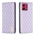 For Motorola Moto G84 Diamond Lattice Magnetic Leather Flip Phone Case(Purple) - 1